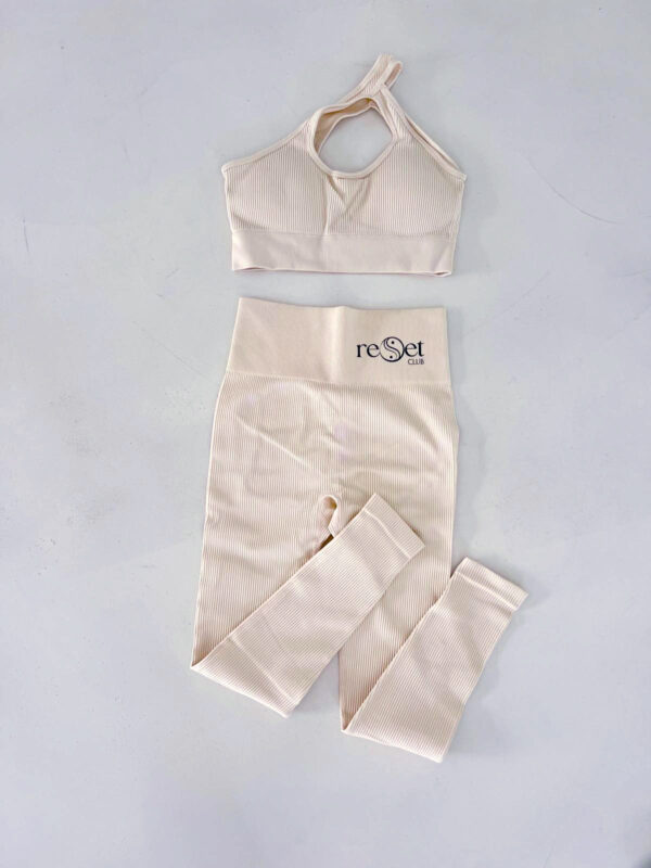 Completo Yoga - Top Monospalla + Leggins color Crema - immagine 2