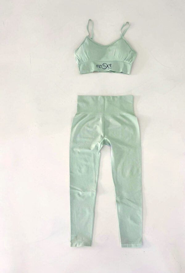Completo Yoga - Top + Leggins Verde Acqua - immagine 2
